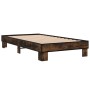 Engineered wood bed frame metal smoked oak 90x190 cm by vidaXL, Beds and slatted bases - Ref: Foro24-845884, Price: 84,17 €, ...