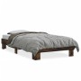 Engineered wood bed frame metal smoked oak 90x190 cm by vidaXL, Beds and slatted bases - Ref: Foro24-845884, Price: 84,17 €, ...