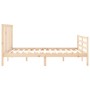 Double bed frame with solid wood headboard by vidaXL, Beds and slatted bases - Ref: Foro24-3193796, Price: 136,69 €, Discount: %