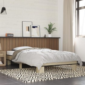 Sonoma oak metal engineered wood bed frame 75x190 cm by vidaXL, Beds and slatted bases - Ref: Foro24-845878, Price: 81,99 €, ...