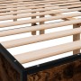 Engineered wood bed frame metal smoked oak 140x190cm by vidaXL, Beds and slatted bases - Ref: Foro24-845899, Price: 104,65 €,...