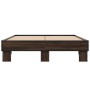 Estructura cama madera ingeniería metal marrón roble 140x190 cm de vidaXL, Camas y somieres - Ref: Foro24-845901, Precio: 108...