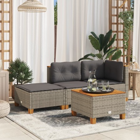 Garden stool and gray synthetic rattan cushion 63.5x56x32 cm by vidaXL, Outdoor ottomans - Ref: Foro24-365912, Price: 66,57 €...