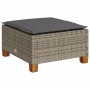 Gartenhocker und Kissen synthetisches Rattan grau 63,5x56x32 cm von vidaXL, Hocker für den Außenbereich - Ref: Foro24-365912,...