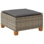 Gartenhocker und Kissen synthetisches Rattan grau 63,5x56x32 cm von vidaXL, Hocker für den Außenbereich - Ref: Foro24-365912,...