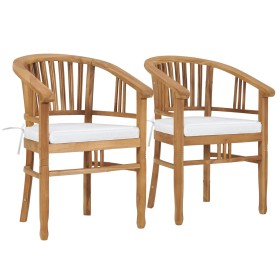 Garden chairs with cushions 2 units solid teak wood by vidaXL, Garden chairs - Ref: Foro24-49430, Price: 324,99 €, Discount: %