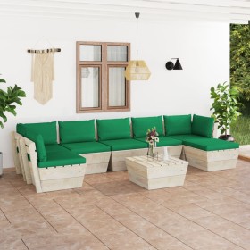 8-piece pallet garden furniture and fir wood cushions by vidaXL, Garden sets - Ref: Foro24-3063617, Price: 497,99 €, Discount: %