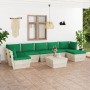 8-piece pallet garden furniture and fir wood cushions