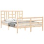 Estructura de cama de matrimonio con cabecero madera maciza de vidaXL, Camas y somieres - Ref: Foro24-3193926, Precio: 144,86...