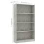 Estantería de 4 niveles contrachapada gris hormigón 80x24x142cm de vidaXL, Librerías y estanterías - Ref: Foro24-800913, Prec...