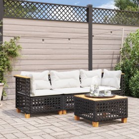 3-Sitzer-Gartensofa mit schwarzen Kissen aus synthetischem Rattan von vidaXL, Outdoor-Sofas - Ref: Foro24-365938, Preis: 260,...