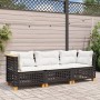 3-Sitzer-Gartensofa mit schwarzen Kissen aus synthetischem Rattan von vidaXL, Outdoor-Sofas - Ref: Foro24-365938, Preis: 259,...