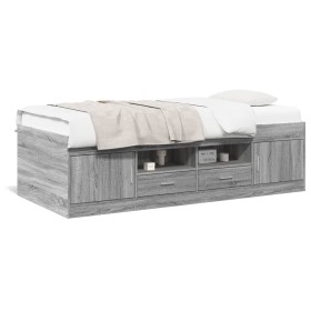 Tumbona con cajones madera ingeniería gris Sonoma 90x190 cm de vidaXL, Camas y somieres - Ref: Foro24-3280256, Precio: 175,99...