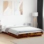 Bed frame with LED lights smoked oak wood 140x200 cm by vidaXL, Beds and slatted bases - Ref: Foro24-3281102, Price: 199,17 €...