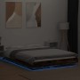 Bed frame with LED lights smoked oak wood 135x190 cm by vidaXL, Beds and slatted bases - Ref: Foro24-3281137, Price: 171,61 €...