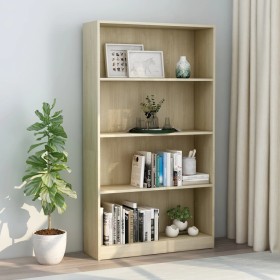 4-level oak-colored plywood bookshelf 80x24x142cm by vidaXL, Bookcases and shelves - Ref: Foro24-800912, Price: 88,73 €, Disc...