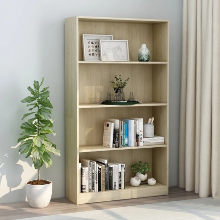 4-level oak-colored plywood bookshelf 80x24x142cm by vidaXL, Bookcases and shelves - Ref: Foro24-800912, Price: 88,73 €, Disc...