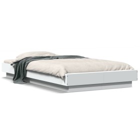 Estructura de cama madera de ingeniería blanca 90x200 cm de vidaXL, Camas y somieres - Ref: Foro24-3281210, Precio: 137,99 €,...