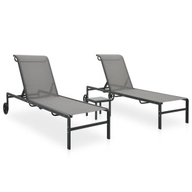 Sonnenliegen mit Tisch 2 Einheiten Textilene und Stahl von vidaXL, Liegen - Ref: Foro24-316828, Preis: 190,99 €, Rabatt: %