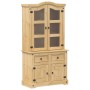 Corona solid pine wood cabinet with display case 100x48.5x179 cm by vidaXL, Sideboards - Ref: Foro24-4005681, Price: 406,34 €...