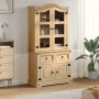 Corona solid pine wood cabinet with display case 100x48.5x179 cm by vidaXL, Sideboards - Ref: Foro24-4005681, Price: 406,34 €...