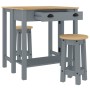 3-piece solid pine wood bar set in gray. by vidaXL, Furniture sets for kitchens and dining rooms - Ref: Foro24-4005697, Price...