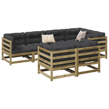 Set mit 7 Gartensofas mit Kissen aus imprägniertem Kiefernholz von vidaXL, Gartensets - Ref: Foro24-3299496, Preis: 759,99 €,...