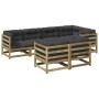 Set mit 7 Gartensofas mit Kissen aus imprägniertem Kiefernholz von vidaXL, Gartensets - Ref: Foro24-3299496, Preis: 759,99 €,...