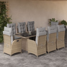 Set comedor de jardín 9 pzas con cojines ratán sintético beige de vidaXL, Conjuntos de jardín - Ref: Foro24-3213129, Precio: ...