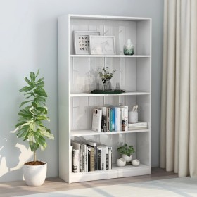 4-stufiges Regal aus glänzend weißem Sperrholz, 80 x 24 x 142 cm von vidaXL, Bücherregale und Regale - Ref: Foro24-800915, Pr...