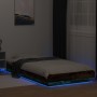 Bed frame with LED lights smoked oak wood 100x200 cm by vidaXL, Beds and slatted bases - Ref: Foro24-3281116, Price: 151,83 €...