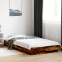 Bed frame with LED lights smoked oak wood 100x200 cm by vidaXL, Beds and slatted bases - Ref: Foro24-3281116, Price: 151,83 €...