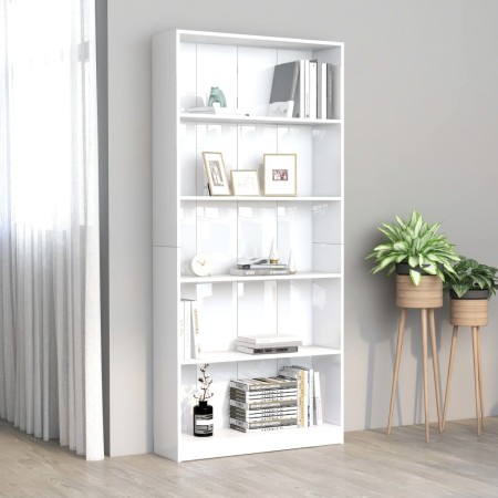 5-stufiges Regal aus glänzend weißem Sperrholz, 80 x 24 x 175 cm von vidaXL, Bücherregale und Regale - Ref: Foro24-800924, Pr...