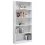 5-stufiges Regal aus glänzend weißem Sperrholz, 80 x 24 x 175 cm von vidaXL, Bücherregale und Regale - Ref: Foro24-800924, Pr...