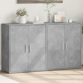 Aparador de madera ingeniería 2 uds gris hormigón 60x31x70 cm de vidaXL, Aparadores - Ref: Foro24-3276542, Precio: 114,99 €, ...