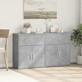 Aparador de madera ingeniería 2 uds gris hormigón 60x31x70 cm de vidaXL, Aparadores - Ref: Foro24-3276549, Precio: 128,99 €, ...