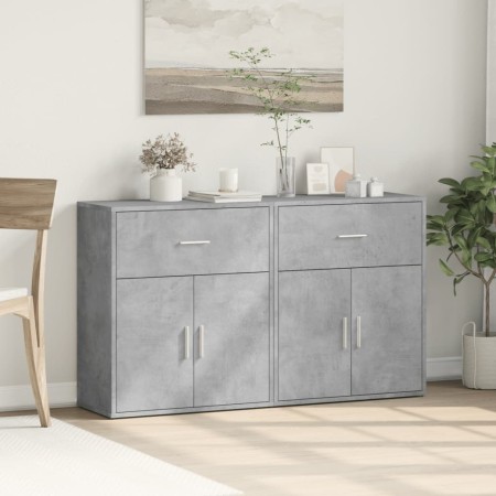 Aparador de madera ingeniería 2 uds gris hormigón 60x31x70 cm de vidaXL, Aparadores - Ref: Foro24-3276549, Precio: 128,03 €, ...