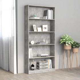 5-stöckiges Regal aus betongrauem Sperrholz, 80 x 24 x 175 cm von vidaXL, Bücherregale und Regale - Ref: Foro24-800922, Preis...