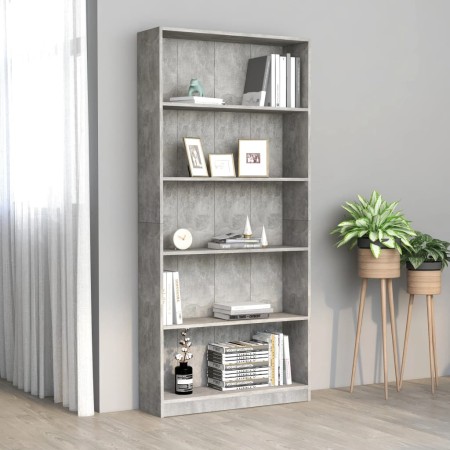 5-stöckiges Regal aus betongrauem Sperrholz, 80 x 24 x 175 cm von vidaXL, Bücherregale und Regale - Ref: Foro24-800922, Preis...