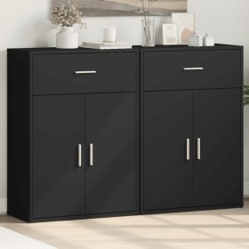 Display cabinets 2 units engineered wood black 60x30x84 cm by vidaXL, Sideboards - Ref: Foro24-3276596, Price: 144,06 €, Disc...