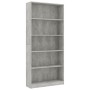 Estantería de 5 niveles contrachapada gris hormigón 80x24x175cm de vidaXL, Librerías y estanterías - Ref: Foro24-800922, Prec...