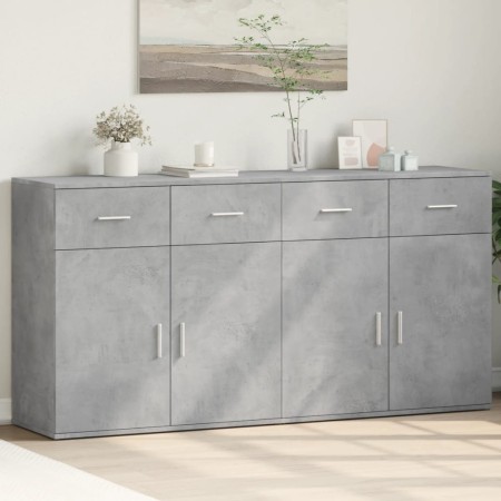 2 gray concrete effect engineered wood sideboards 79x38x80 cm by vidaXL, Sideboards - Ref: Foro24-3276619, Price: 193,09 €, D...