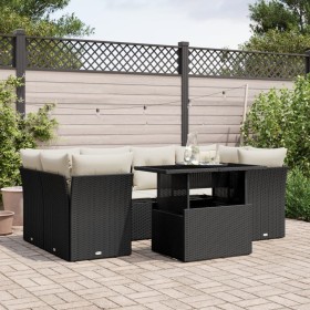 Set mit 7 Gartensofas mit Kissen Kunstrattan schwarz von vidaXL, Gartensets - Ref: Foro24-3266376, Preis: 536,33 €, Rabatt: %