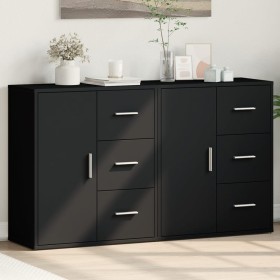 Aparador de madera de ingeniería 2 uds negro 60x31x70 cm de vidaXL, Aparadores - Ref: Foro24-3276554, Precio: 155,35 €, Descu...