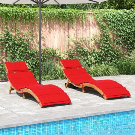 Sonnenliegen mit Kissen 2 Stk. massives Akazienholz rot von vidaXL, Liegen - Ref: Foro24-3214837, Preis: 304,24 €, Rabatt: %