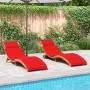 Sun loungers with cushions, 2 units, solid red acacia wood by vidaXL, Loungers - Ref: Foro24-3214837, Price: 304,24 €, Discou...