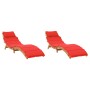 Sonnenliegen mit Kissen 2 Stk. massives Akazienholz rot von vidaXL, Liegen - Ref: Foro24-3214837, Preis: 304,24 €, Rabatt: %