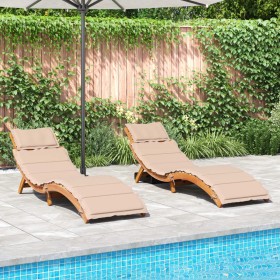 Sun loungers with cushions 2 units solid acacia wood beige by vidaXL, Loungers - Ref: Foro24-3214835, Price: 347,26 €, Discou...