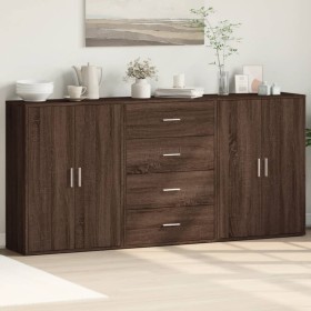 Display cabinets 3 units engineered wood brown oak 60x31x84 cm by vidaXL, Sideboards - Ref: Foro24-3276580, Price: 224,99 €, ...