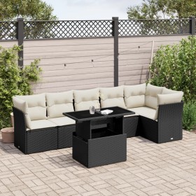 Set mit 7 Gartensofas mit Kissen Kunstrattan schwarz von vidaXL, Gartensets - Ref: Foro24-3266596, Preis: 537,12 €, Rabatt: %